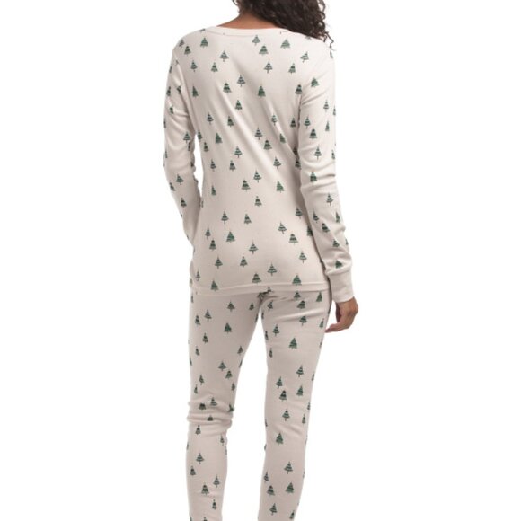 Petit Lem Holiday Pajamas | Organic Cotton, Christmas Tree Print, Women’s XS - Picture 3 of 5